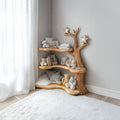 Rustic Tree Bookshelf, Handcrafted Solid Wood Bookcase & Floating Shelves for Baby Nursery Reading Nook Wall Storage