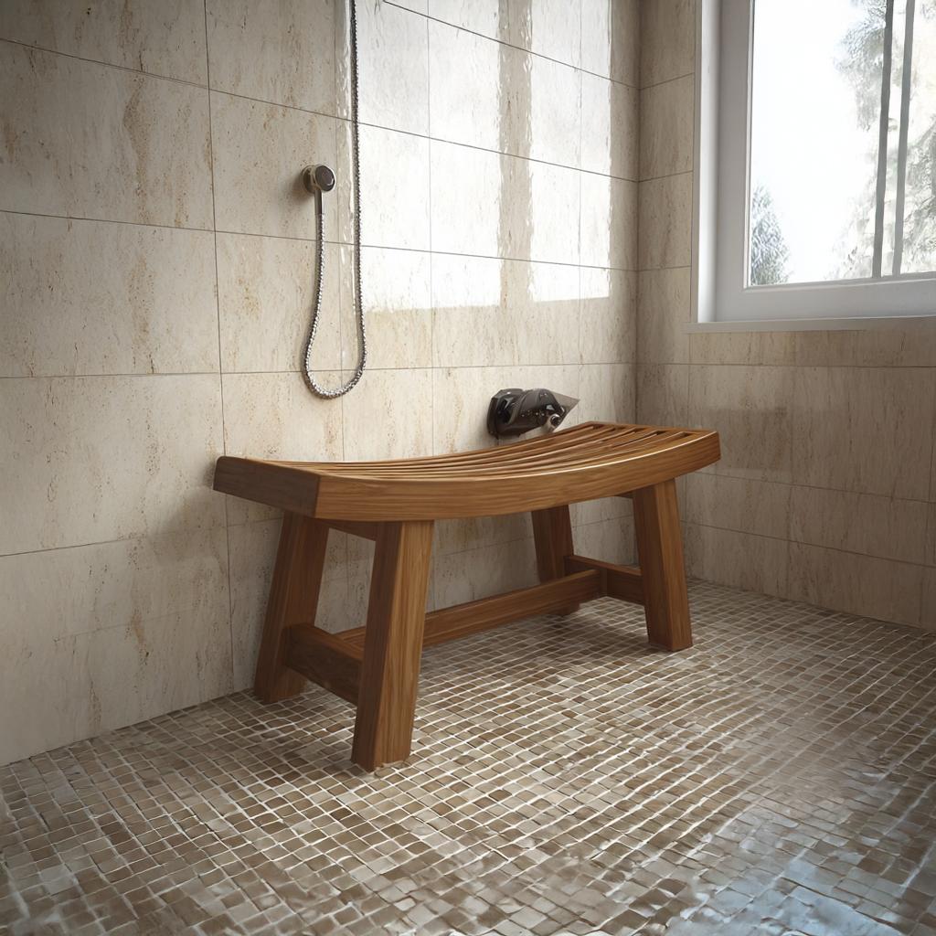 Mid Century Bench Bathroom Spa Seat Entryway