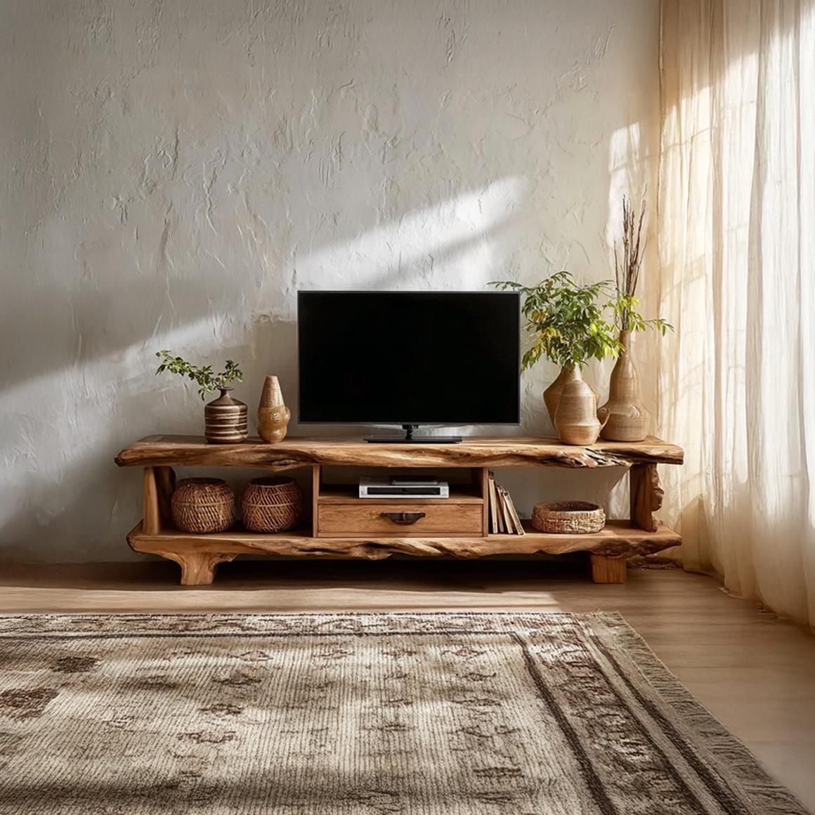 Rustic Live Edge TV Stand Living Room Furniture