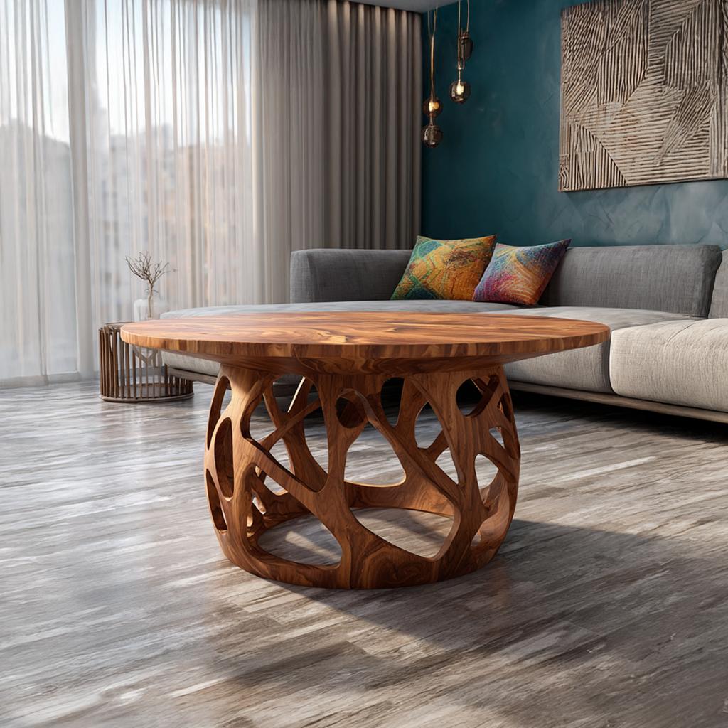 Coffee Table Solid Wood Handmade Art Style Gift