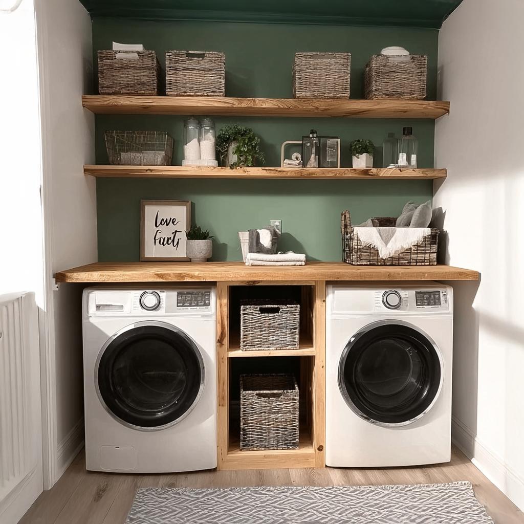 Laundry Nook Shelf Handmade Rustic Wood Gift