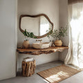 Rustic Wide Floating Shelf Vanity, Solid Wood Bathroom Countertop, Washroom Single Sink Console Support Shelf