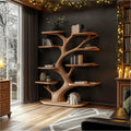 Rustic Tree Wall Shelf, Handmade Solid Wood Branch Bookcase, Holiday Decor Floating Shelf for Bedroom