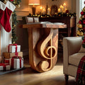 Modern Sculptural Music Note Wood Side Table, Creative Handcrafted Accent Table for Studio & Living Room