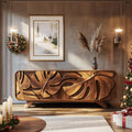 Rustic Leaf-Carved Accent Cabinet, Solid Wood Sideboard with Storage, Handcrafted Credenza for Living Room