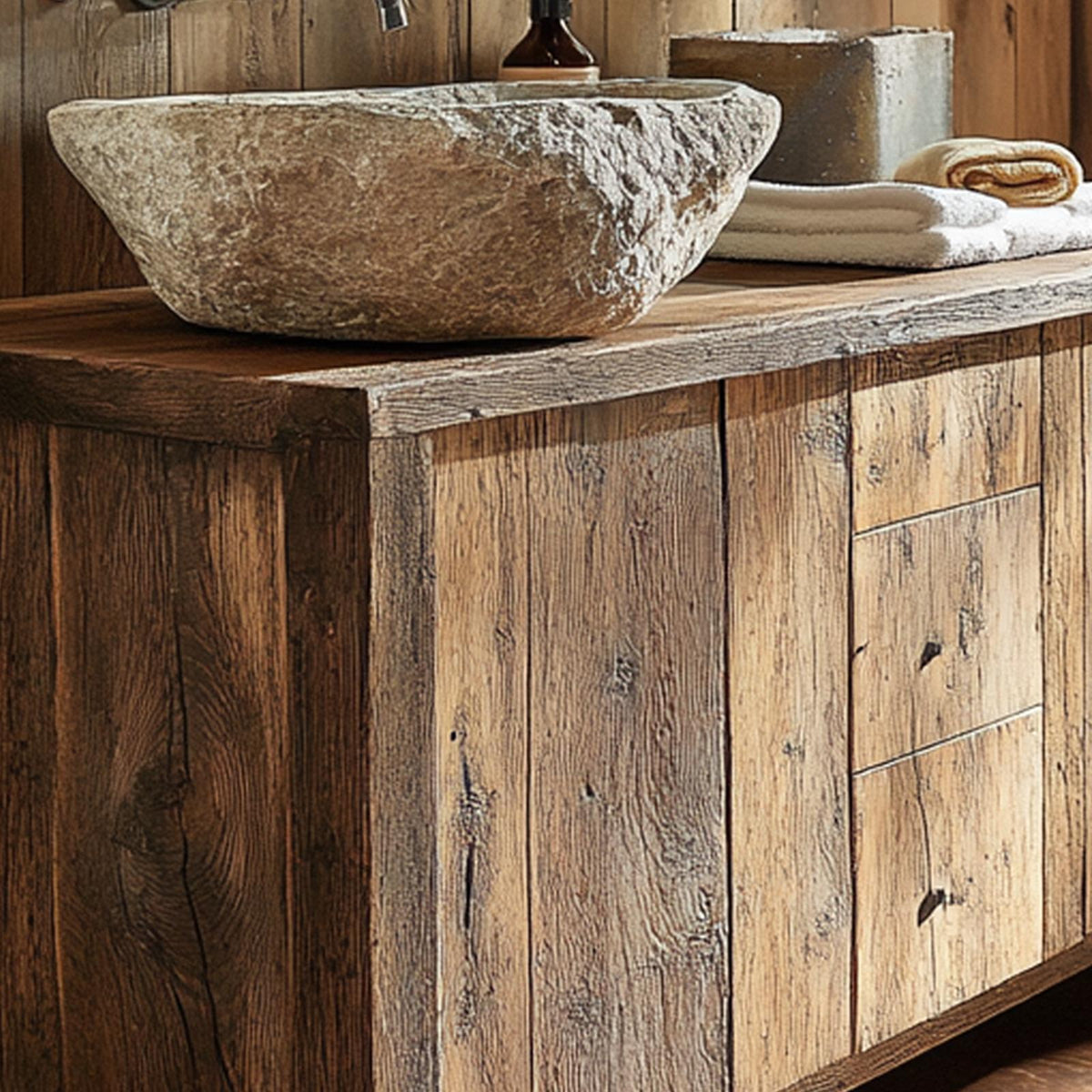 Vintage Wood Bathroom Vanity Sink Stand Boho Decor SINLBRV028