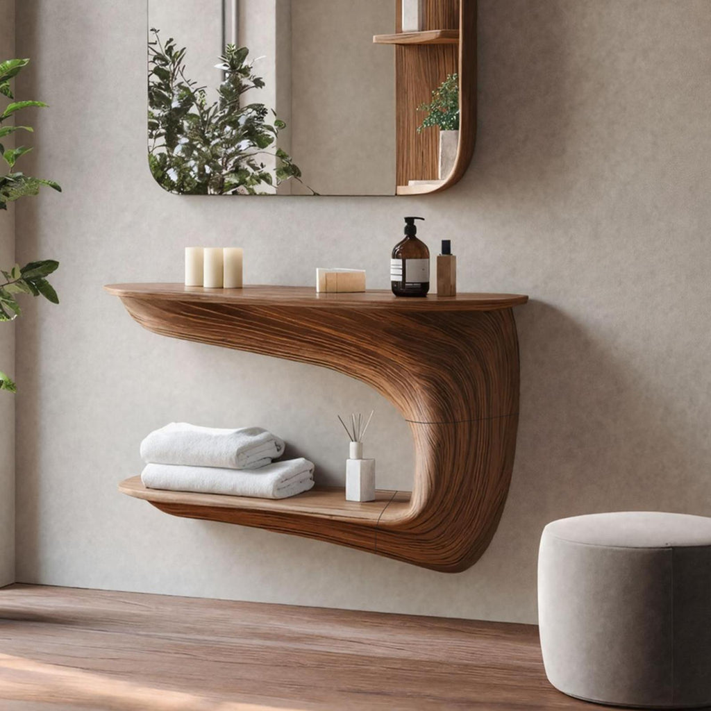 Handcrafted Solid Wood Vanity, Makeup Dressing Table, Bedroom Vanity Desk with Drawer & Storage Console
