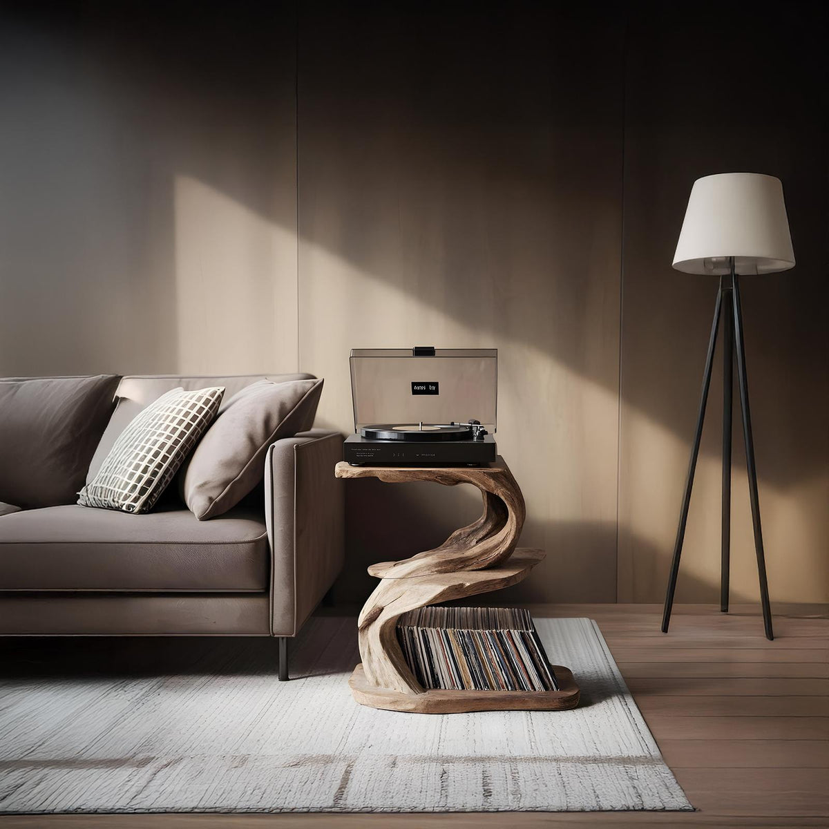 Rustic Record Stand Industrial Living Room Furniture
