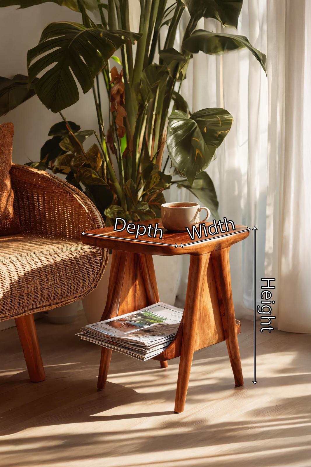 Modern Solid Wood Side Table, Minimalist Round Accent Table Plant Stand for Entryway, Foyer & Living Room Decor