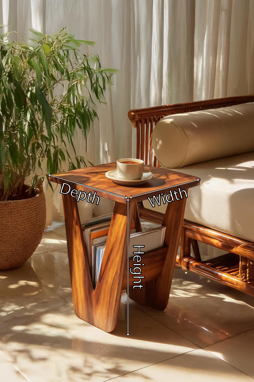 Handcrafted Solid Wood Side Table, Rustic End Table Nightstand for Living Room Bed Side & Entryway Storage Decor