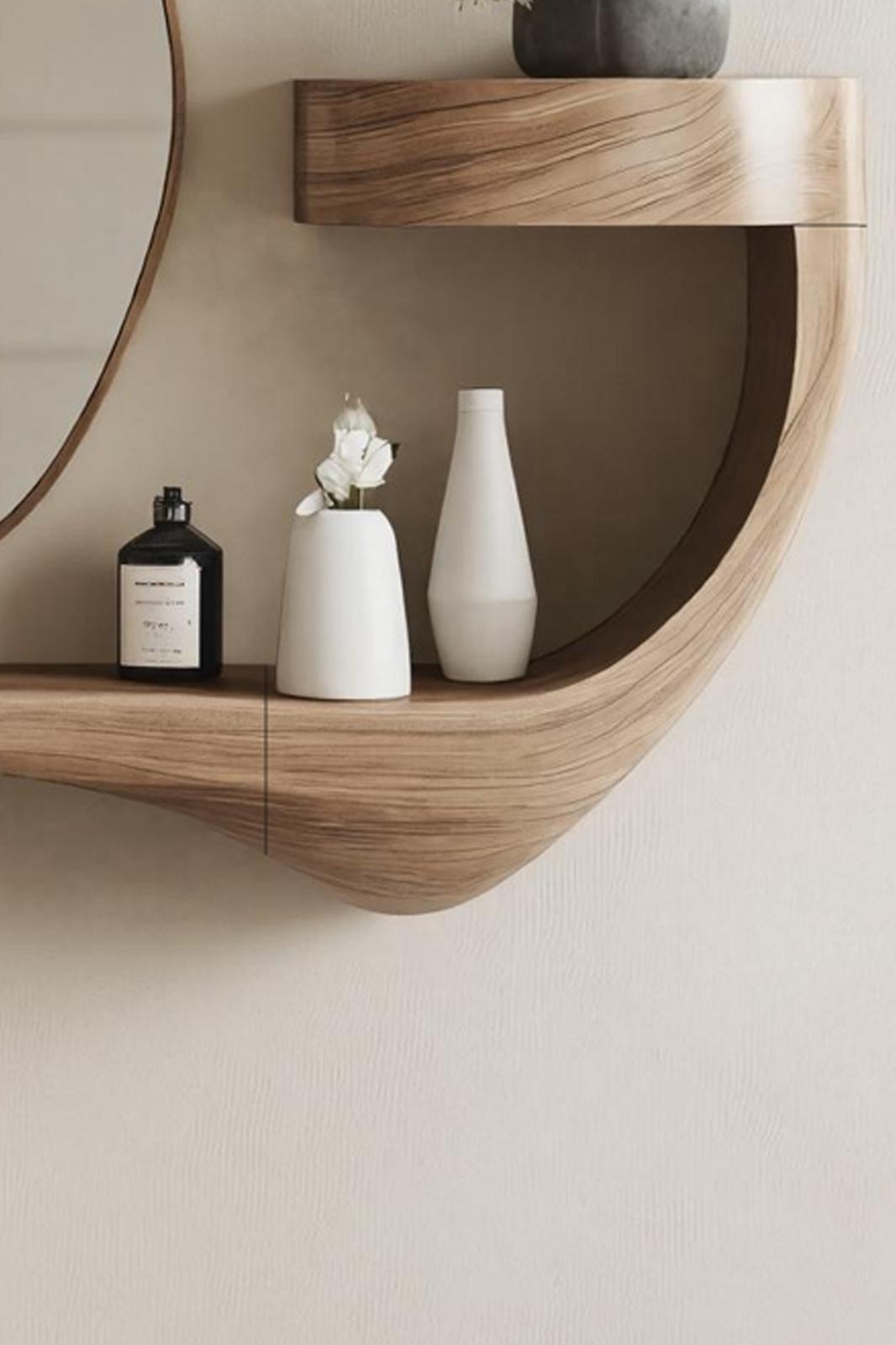 Farmhouse Live Edge Vanity, Solid Wood Floating Bathroom Vanity Shelf, Rustic Wood Sink Countertop
