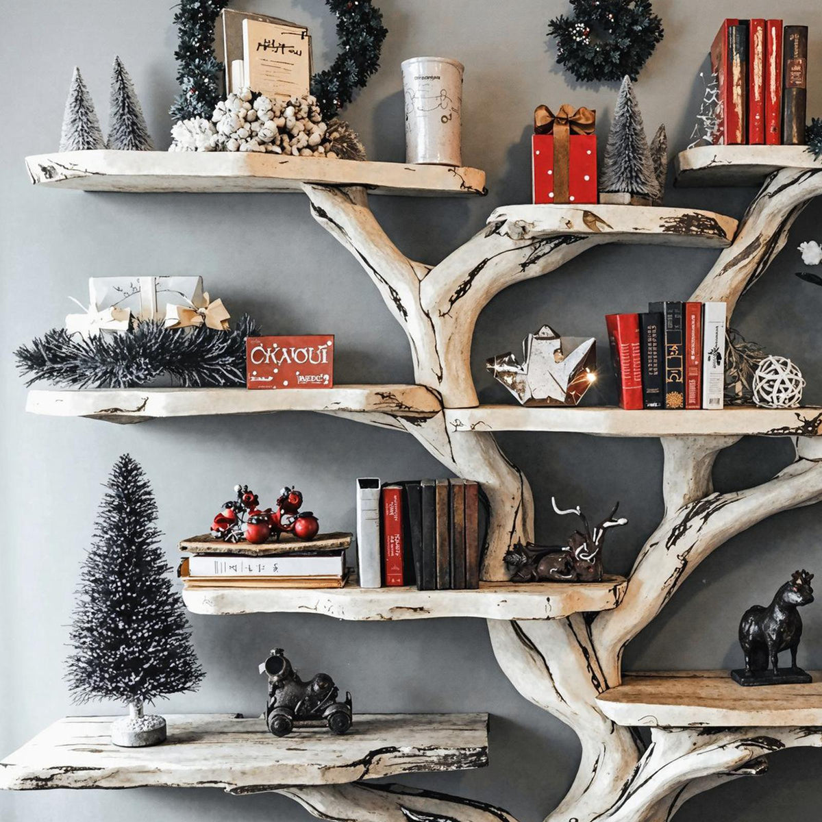 Tree Bookcase Xmas Montessori Bookshelf Christmas Gift