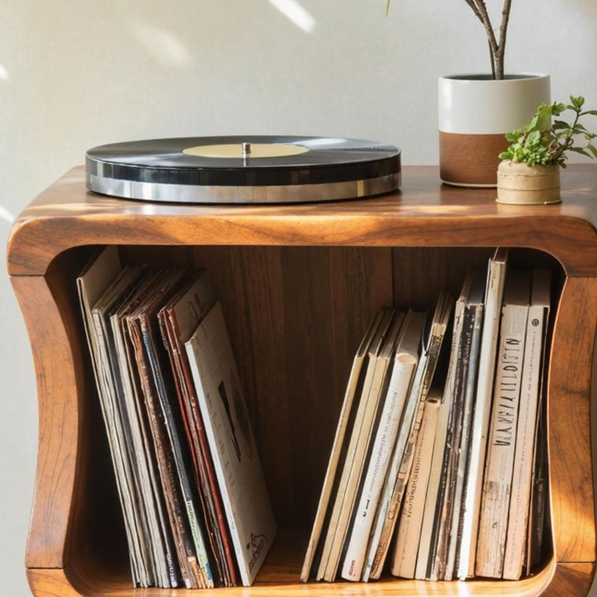 Mid Century Solid Wood Record Player Stand For Living Room