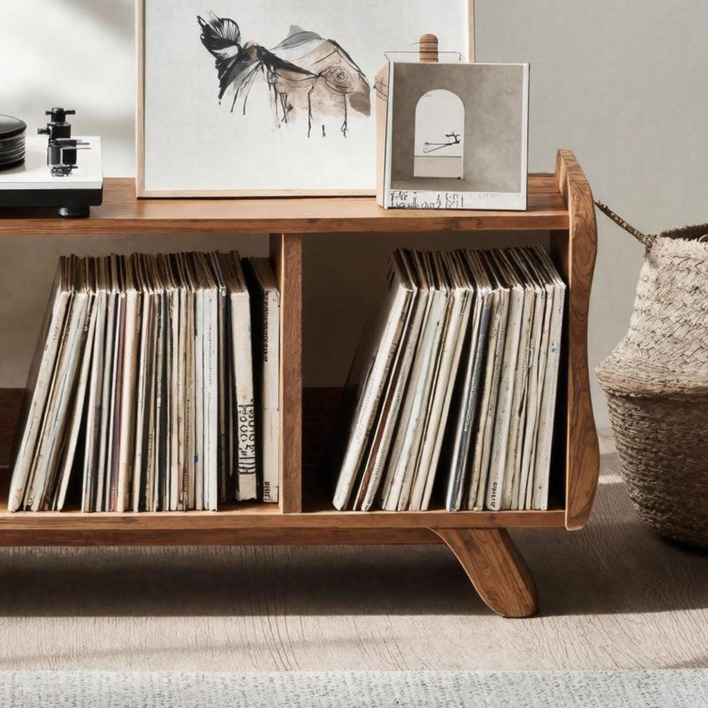 Rustic Record Player Cabinet Solid Wood For Living Room Use