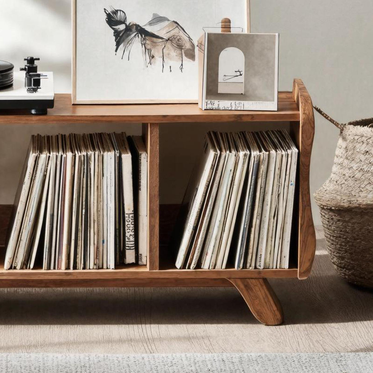 Rustic Record Player Cabinet Solid Wood For Living Room Use