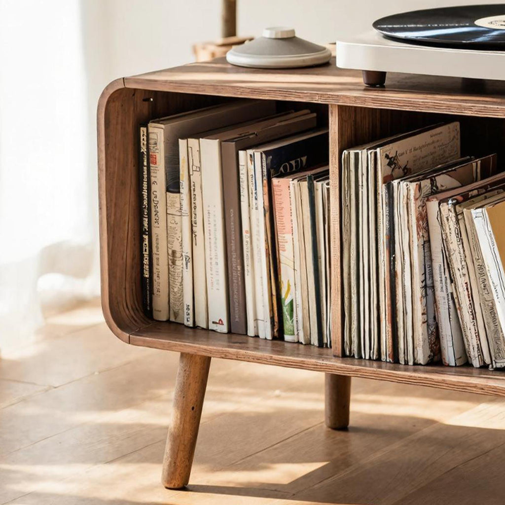 Mid Century Large Record Stand For Vinyl Storage In Bedroom