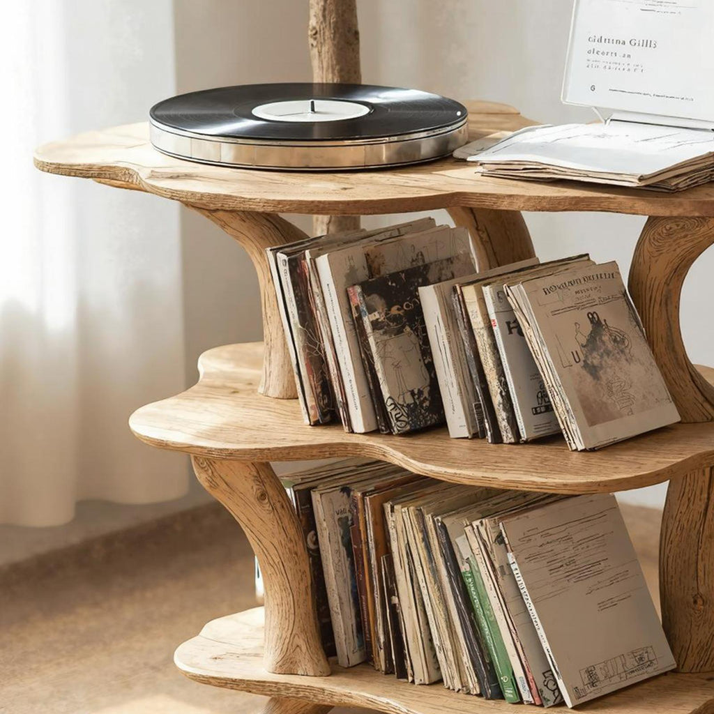Rustic Large Vinyl Record Stand For Entryway Storage Decor