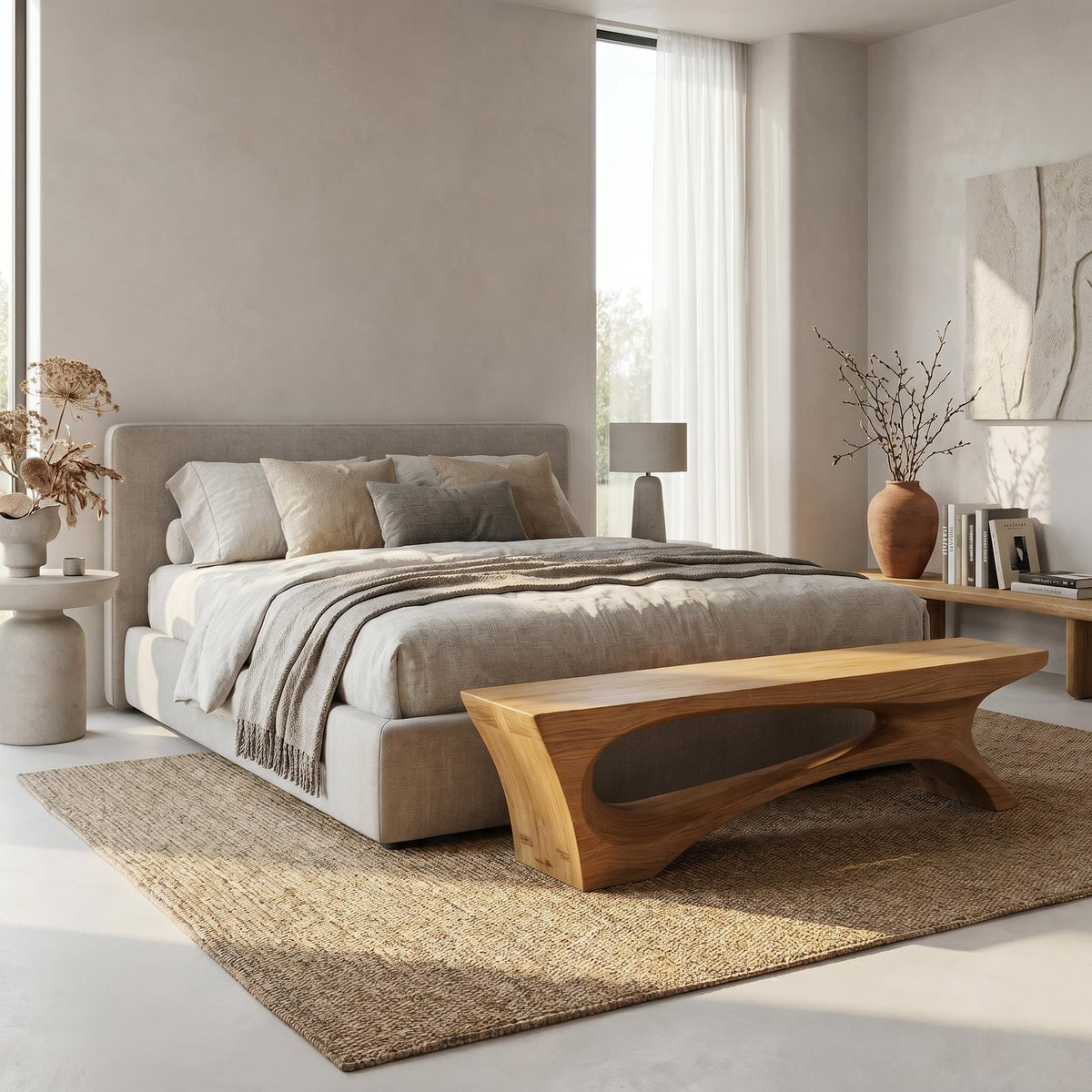 Spry Interior Rustic Contemporary Void Bench, Unique Handcrafted Wood Entryway & Living Room Bench Seat, SINLSARS079