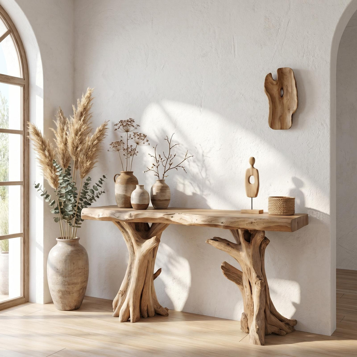 Coastal Driftwood Console Table Natural Tree Trunk Legs