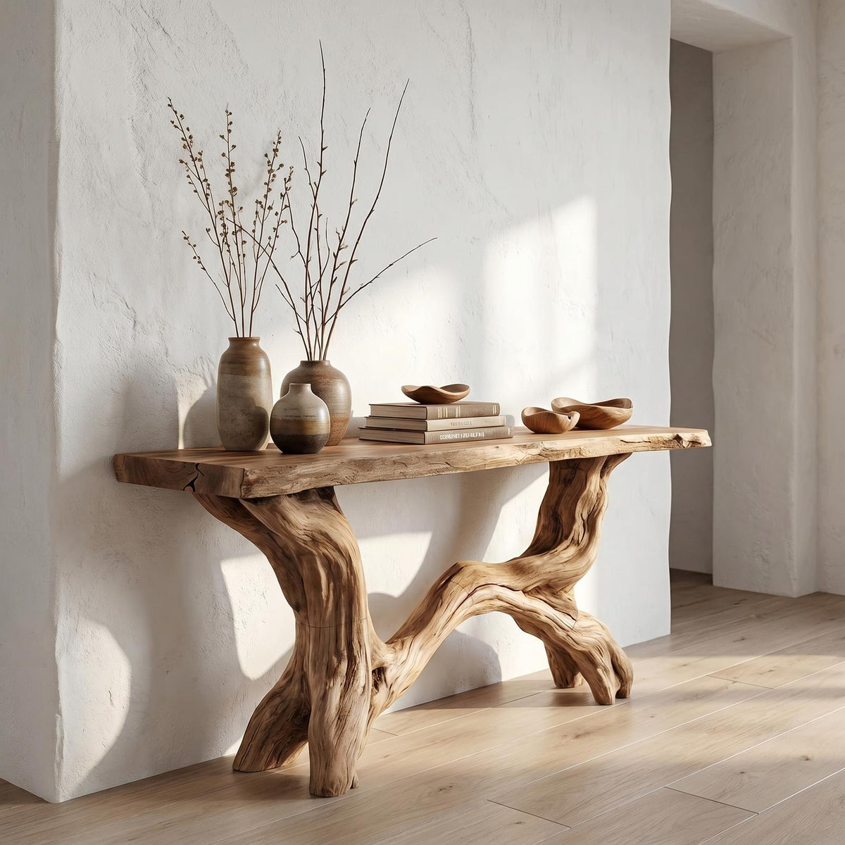 Live Edge Console Table Solid Wood Rustic Driftwood Gift