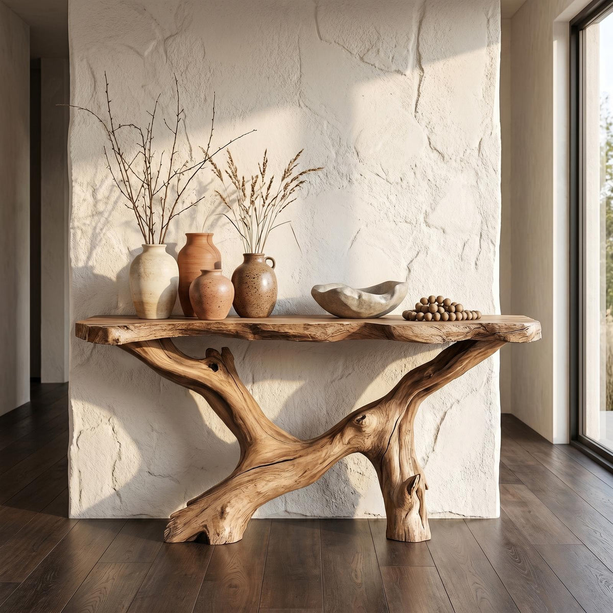 Live Edge Console Table Natural Wood Rustic Handmade Gift
