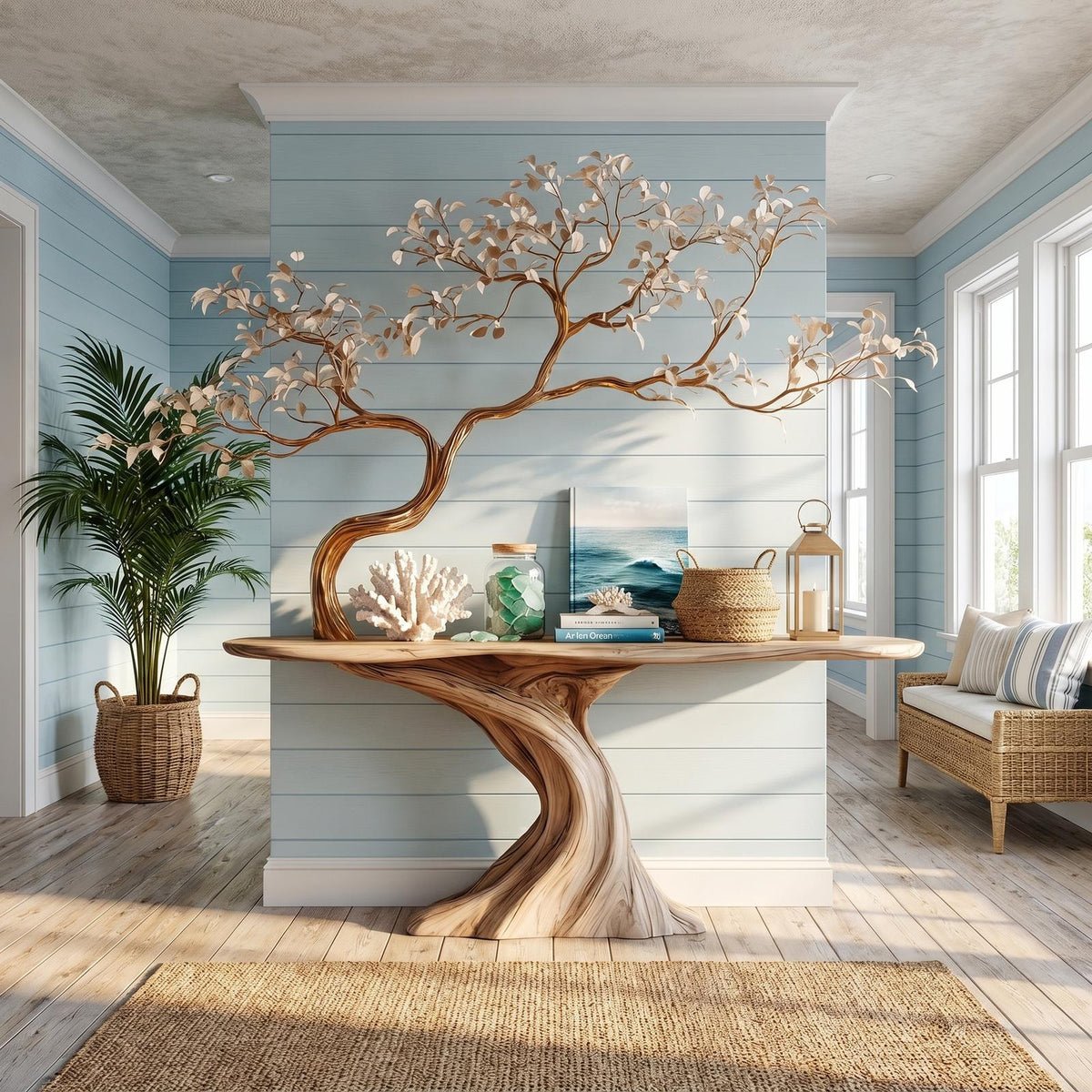 Midcentury Tree Console Table Entryway