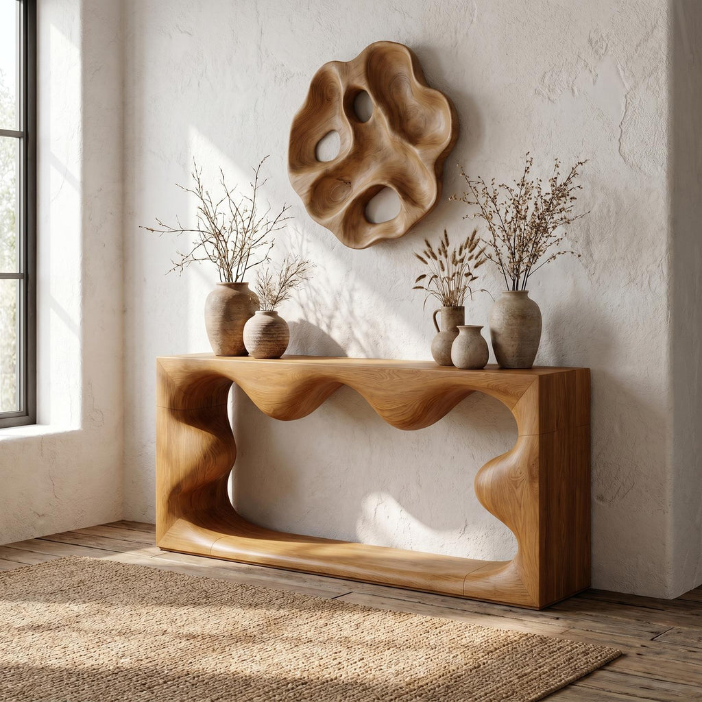 Midcentury Curved Console Table Living Room SINLSACS131