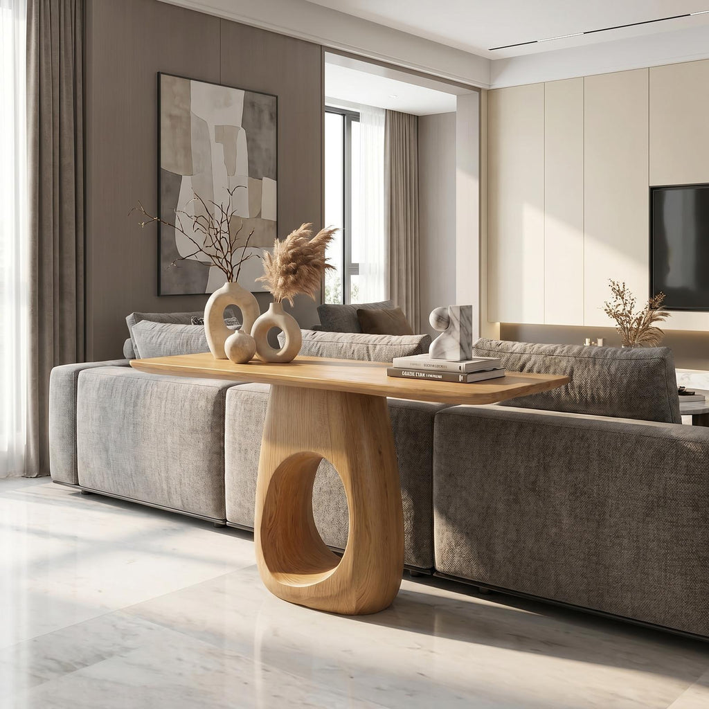 Artisan Organic Handcrafted Wood Console Table, Live Edge Foyer & Living Room Entryway Accent Furniture