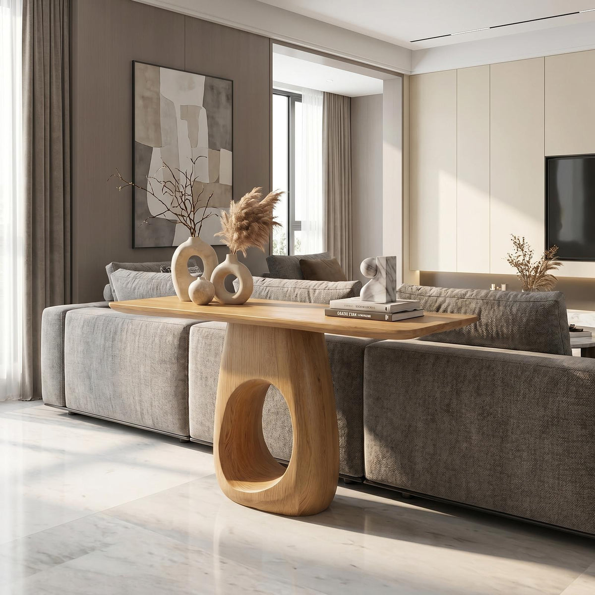 Artisan Organic Handcrafted Wood Console Table, Live Edge Foyer & Living Room Entryway Accent Furniture
