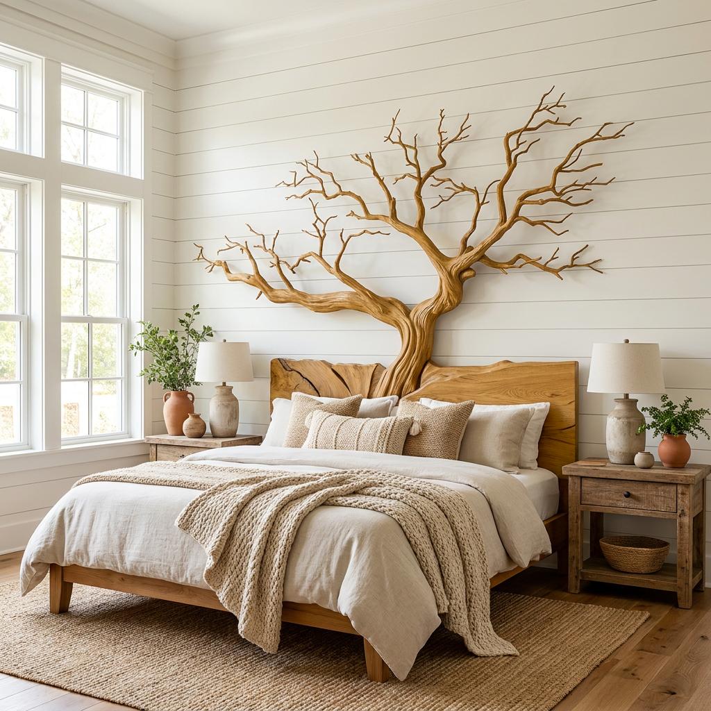 Rustic Sculptural Wall Headboard Art For Bedroom And Master Suite