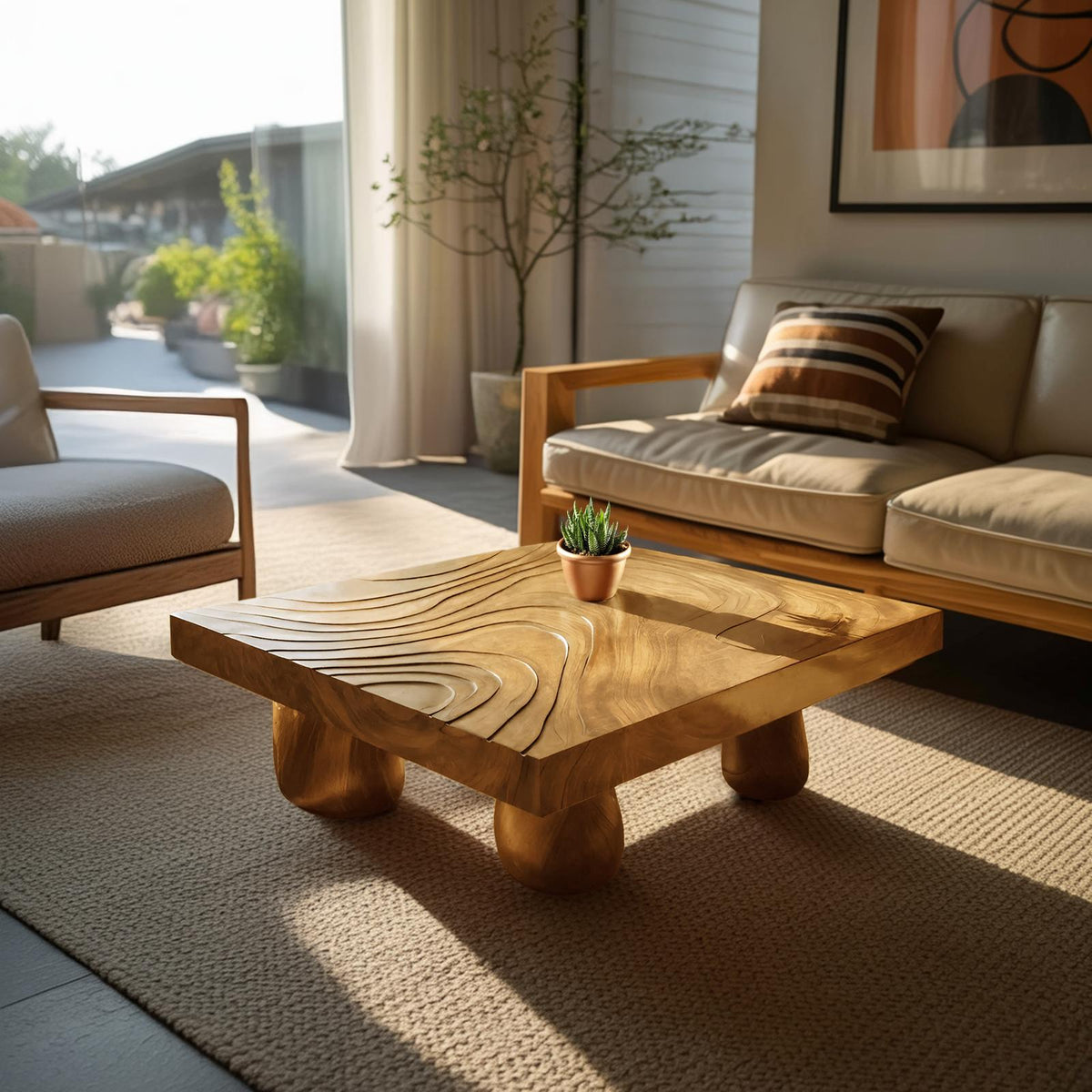 Spry Interior Farmhouse Live Edge Wooden Coffee Table, Handcrafted Solid Wood Living Room & Entryway Accent Table, SILDTTRCF069