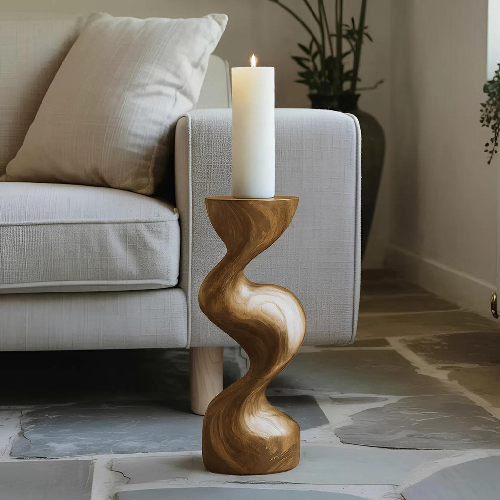 Mid Century Candle Holder, Handcrafted Solid Wood Modern Taper Candelabra Table Centerpiece for Living Room Dining Decor, SILDTTNCDH