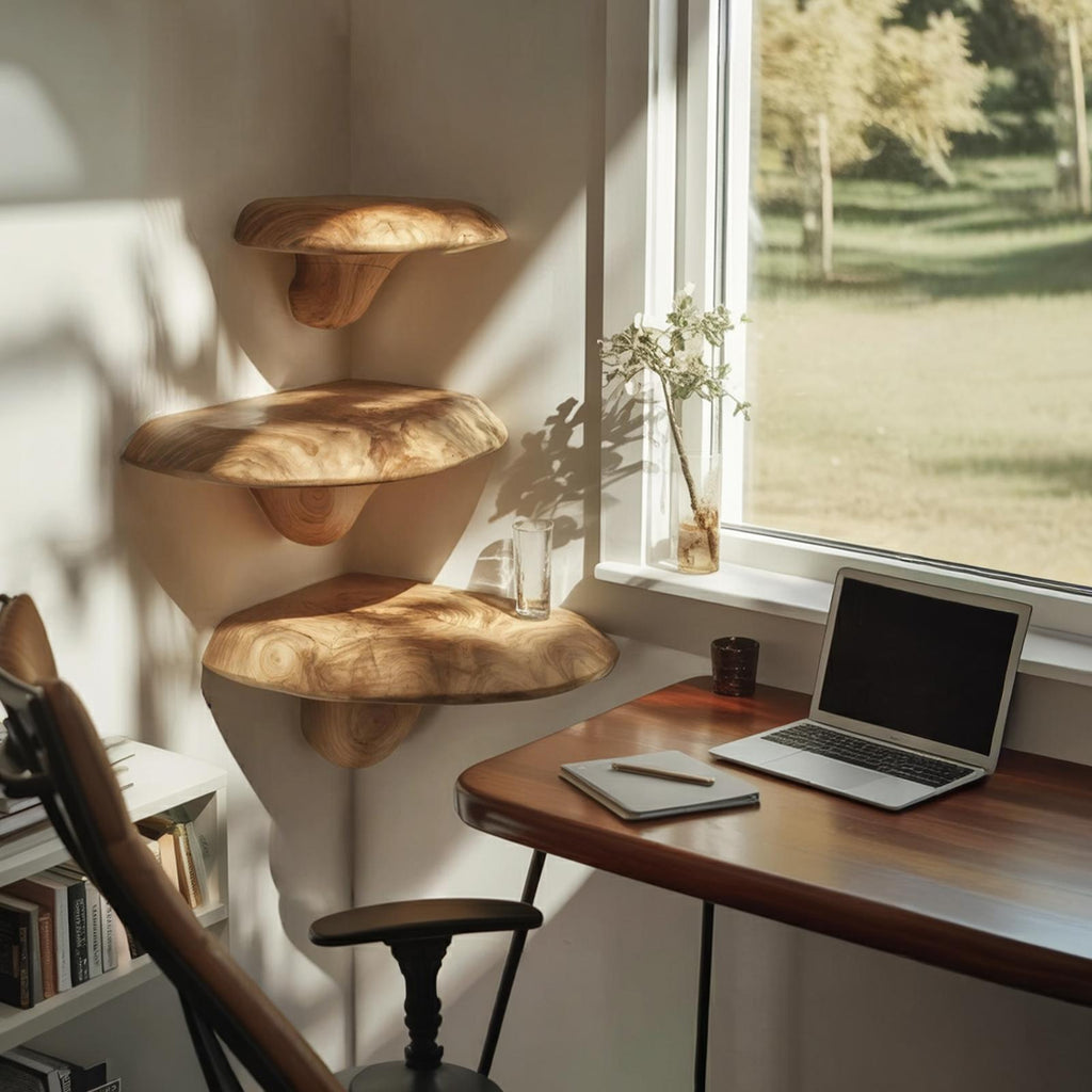 Farmhouse Solid Wood Mushroom Shelf For Bedroom Decor And Furniture Design
