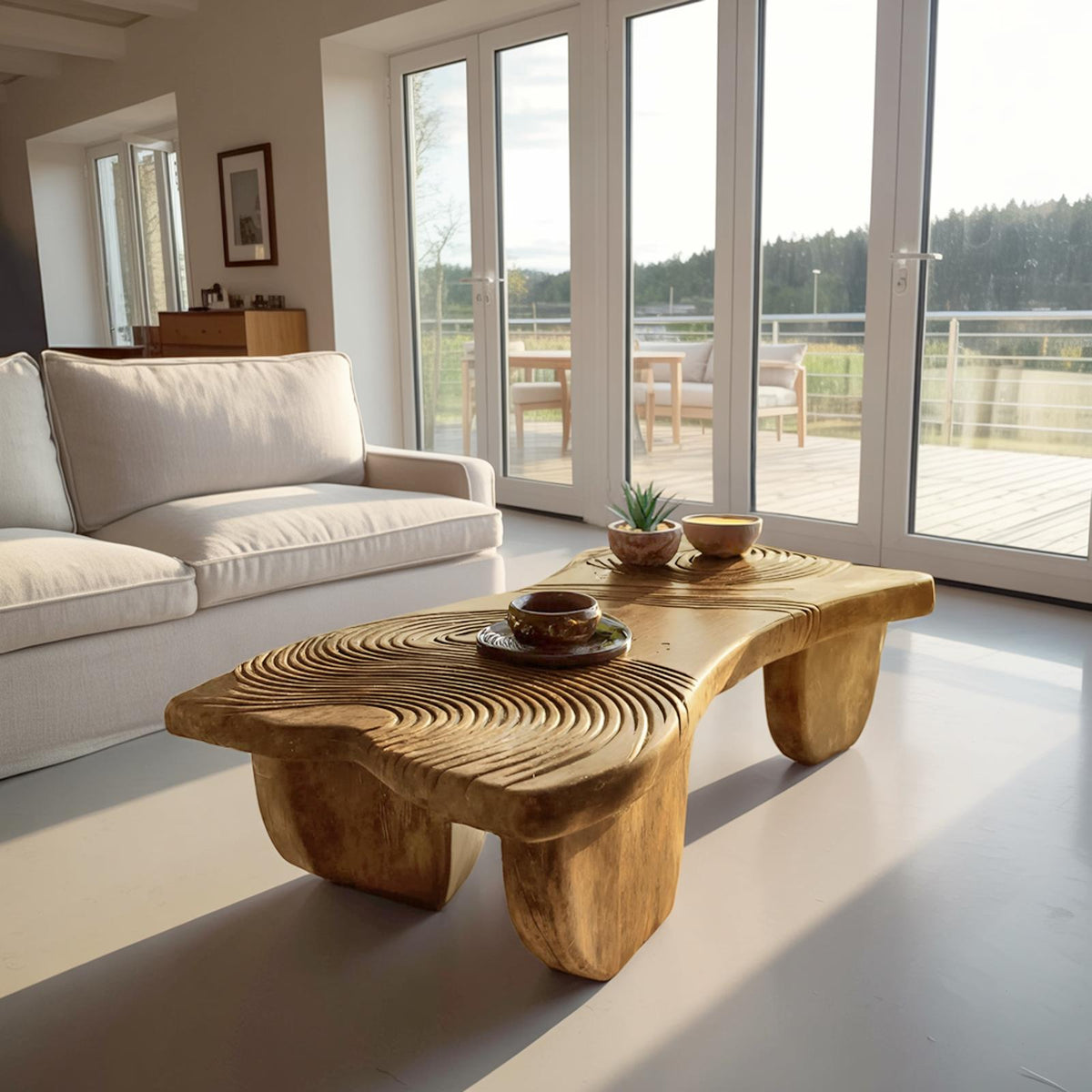 Spry Interior Farmhouse Abstract Solid Wood Coffee Table, Handcrafted Wooden Living Room Accent Center Table, SILDTTRCF053