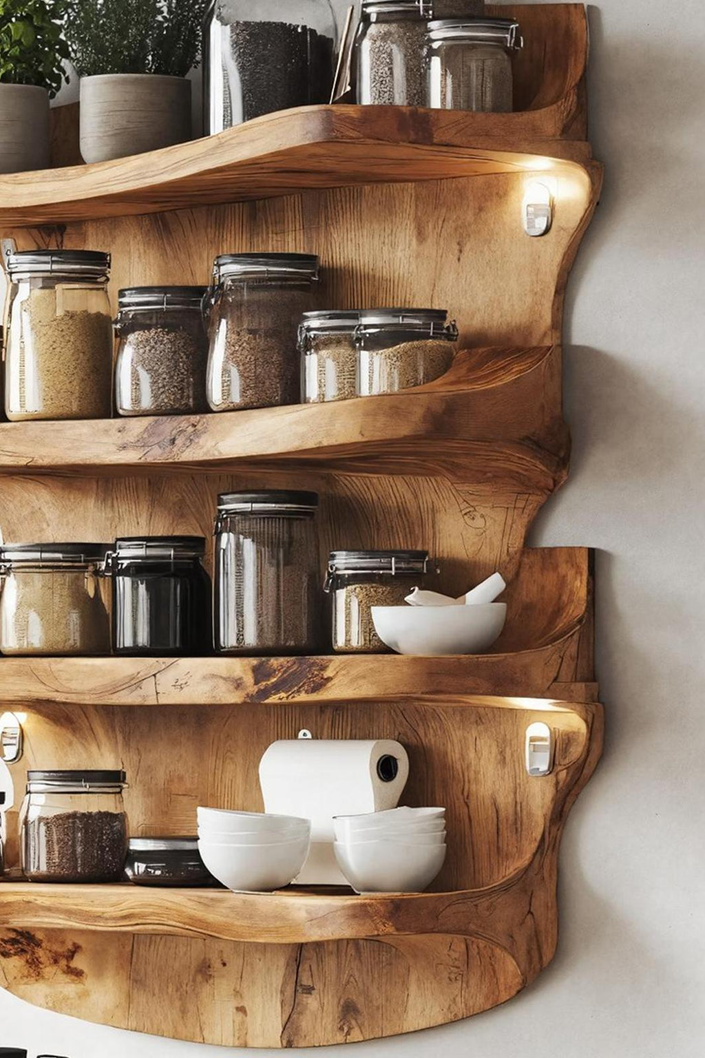 Farmhouse Wooden Spice Storage Shelf For Kitchen Design