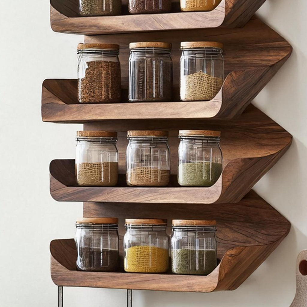 Wooden Spice Rack Mid Century Style For Entryway Design