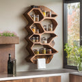 Rustic Wooden Spice Rack Shelf For Entryway Or Kitchen