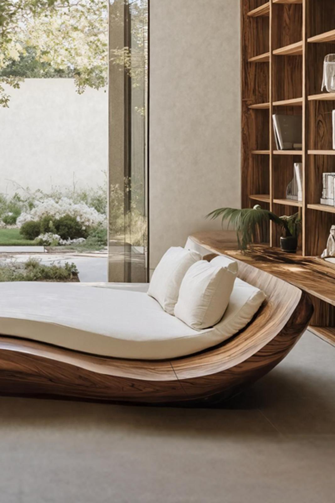 Mid Century Solid Wood Garden Daybed For Bedroom Decor