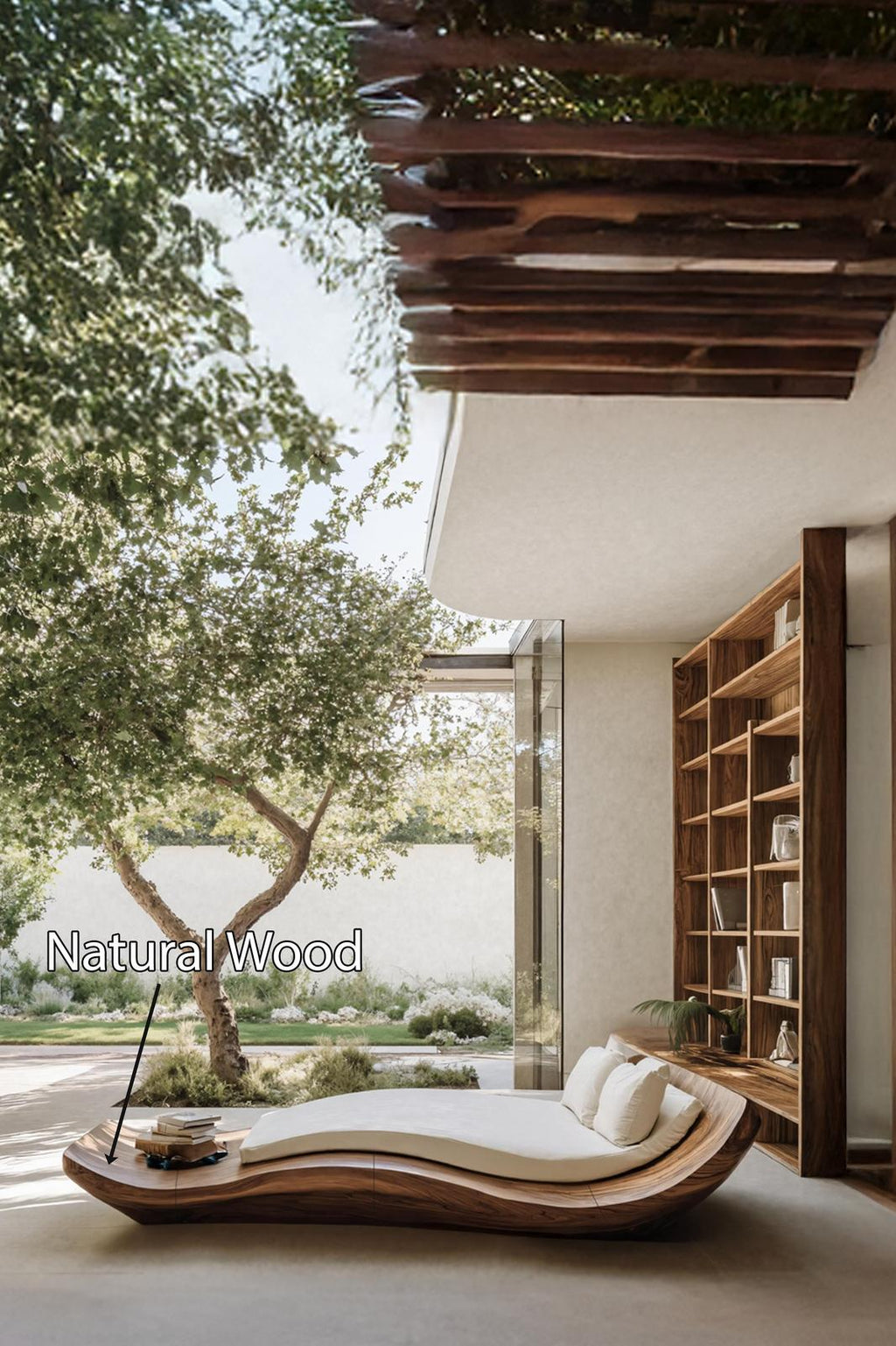 Mid Century Solid Wood Garden Daybed For Bedroom Decor