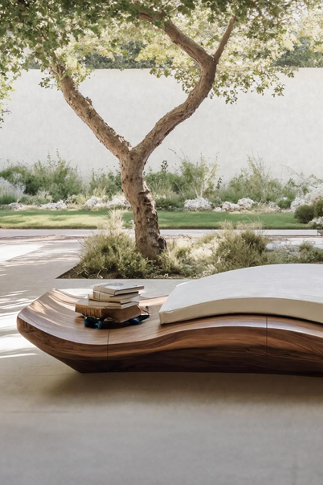 Mid Century Solid Wood Garden Daybed For Bedroom Decor