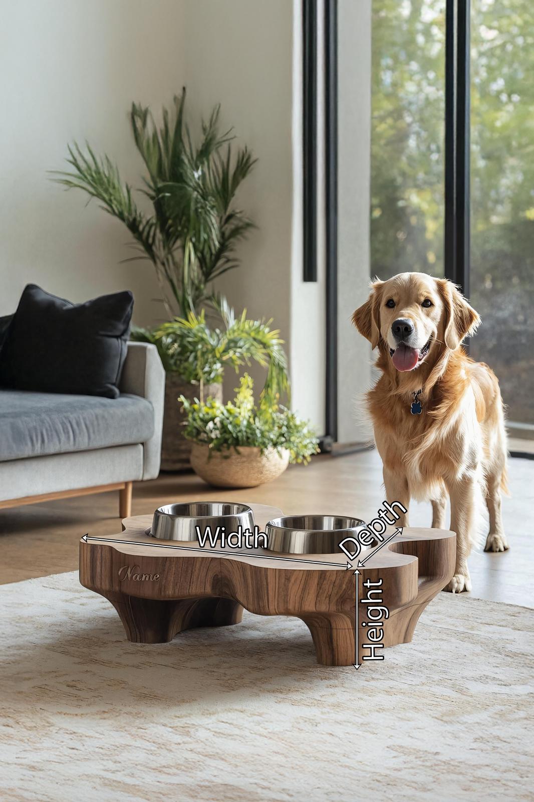 Rustic Elevated Dog Bowl Holder For Kitchen Decor SILDTTRDBS021