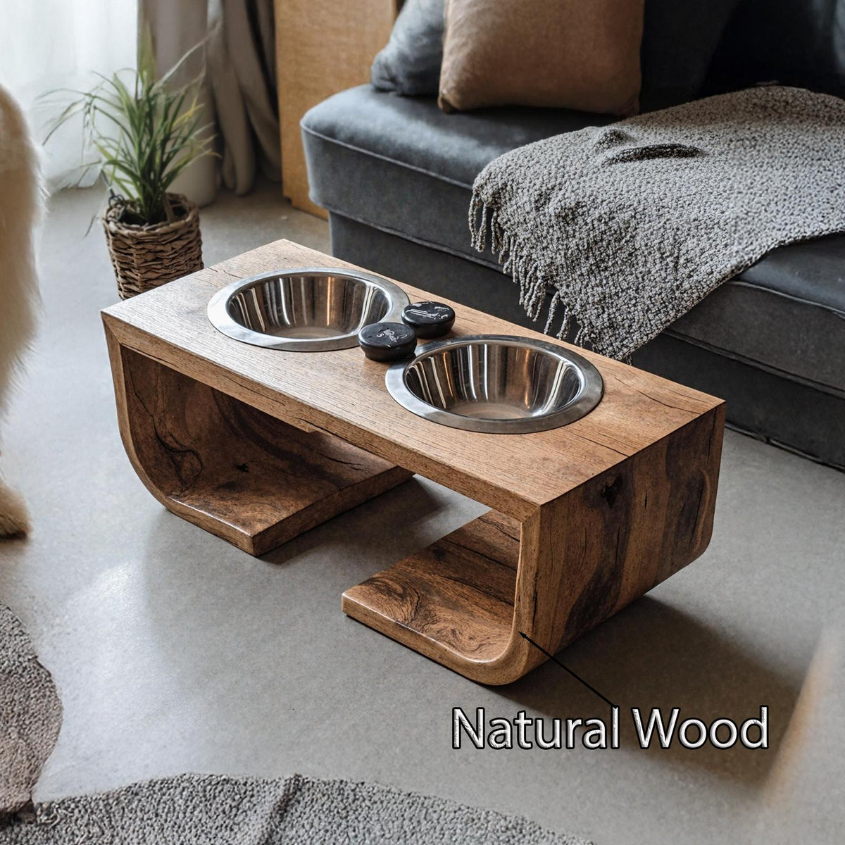 Mid Century Dog Bowl Stand For Living Room