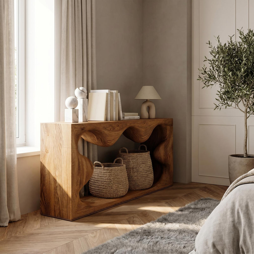 Midcentury Curved Console Table Living Room SINLSACS131