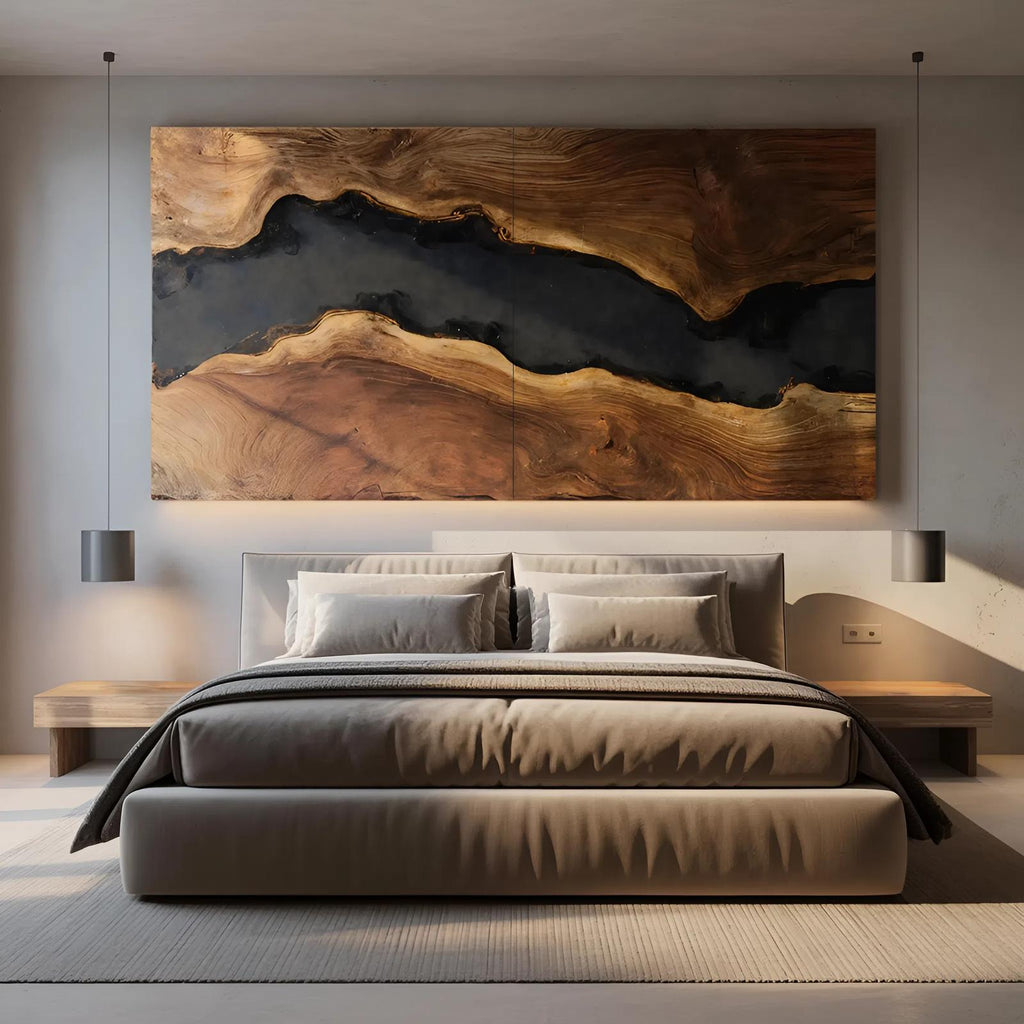 Spry Interior Modern Solid Wood Wall Sculpture, Handcrafted Wooden Wall Art Panel Decor for Bedroom & Living Room, SILDTTRWA032