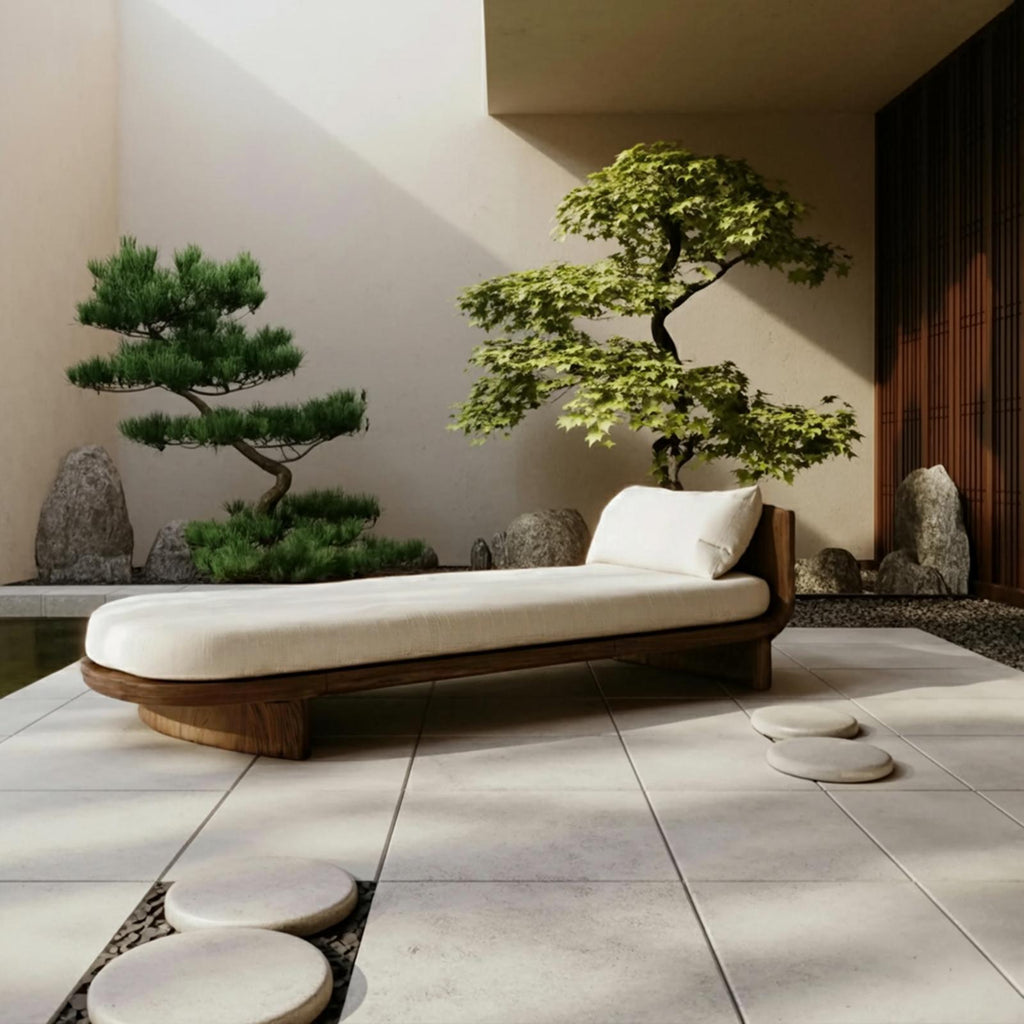 Handcrafted Mid Century Modern Wooden Daybed, Outdoor Patio Lounge Sofa Bed, Premium Hardwood Daybed Frame for Backyard Garden