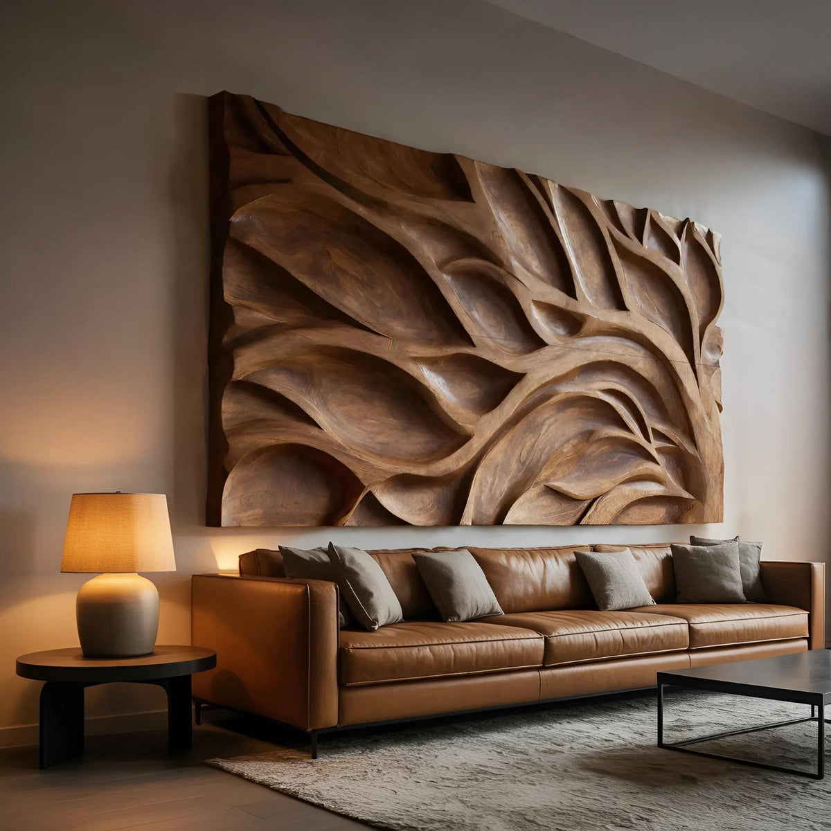 Tree Branch Wall Art Decor, Handcrafted Contemporary Wooden Organic Sculpture Panel for Modern Living Room Office