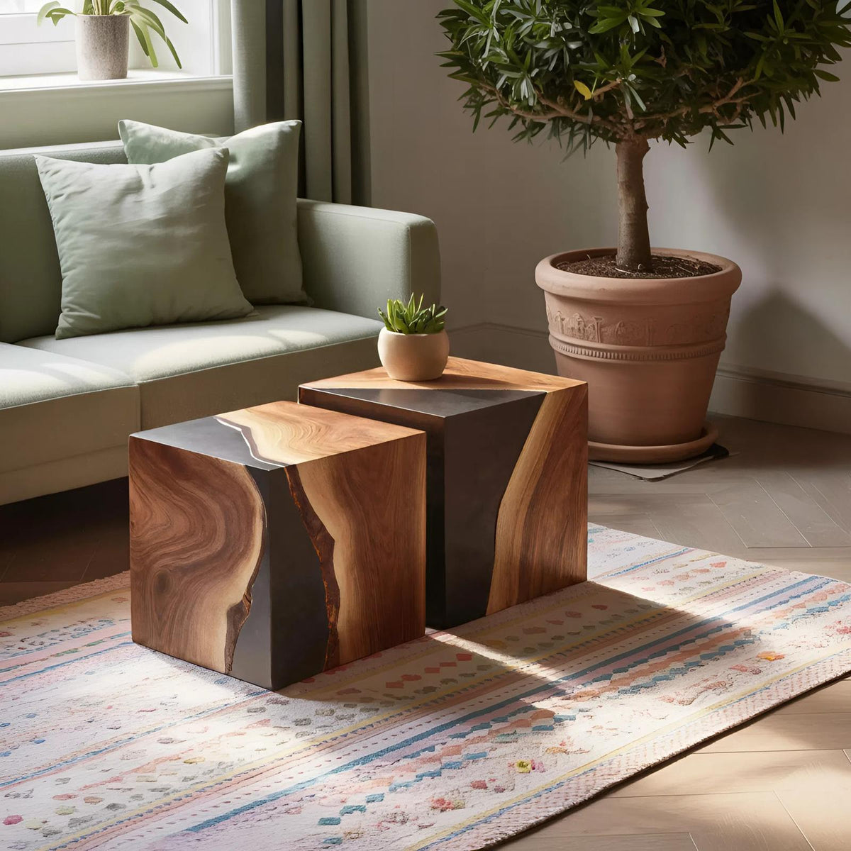 Spry Interior Farmhouse Low Wooden Coffee Table, Handcrafted Solid Wood Center Accent Table for Cozy Living Room and Lounge, SILDTTNCF033