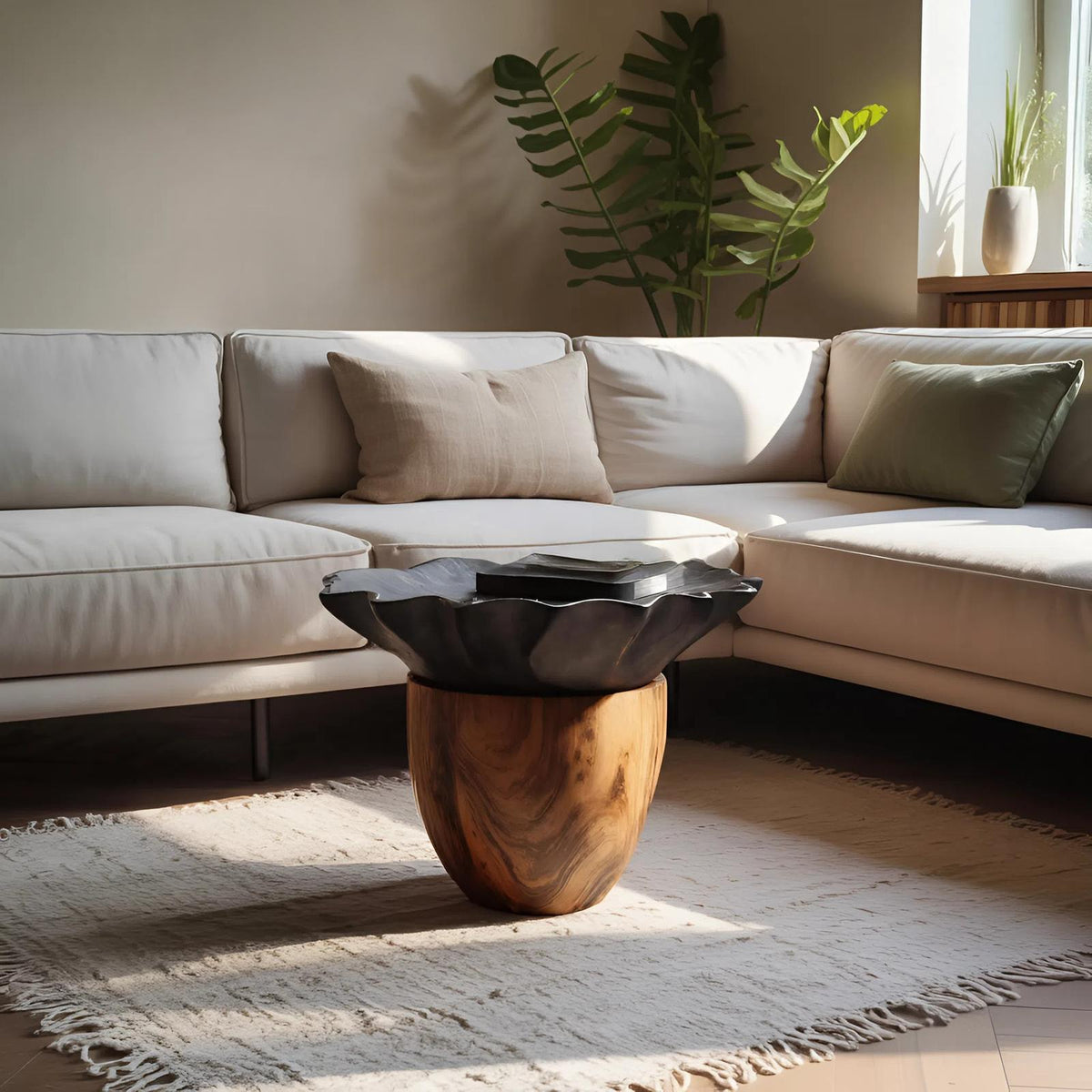 Mid Century Wooden Side Table, Solid Wood End Table & Accent Pedestal for Modern Lounge, Living Room Decor