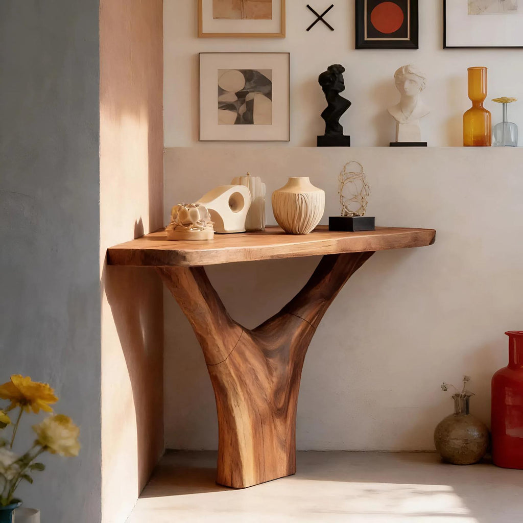 Spry Interior Modern Live Edge Console Table, Artistic Solid Wood Entryway Sofa Table for Living Room Decor, SILDTTNCS099