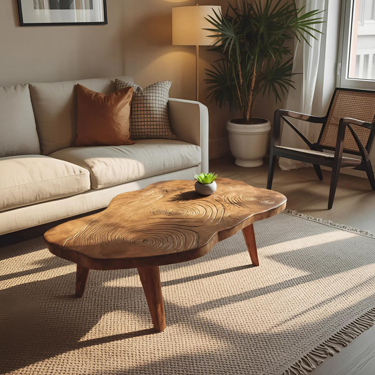 Handcrafted Irregular Wooden Table For Entryway Design SILDTTRCF094